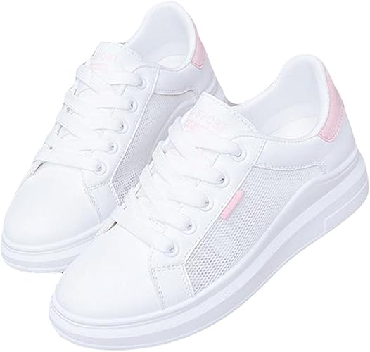 Amazon Mengfan 厚底 シューズ 靴 スニーカー フラット レディース 夏 メッシュ 通気 涼しい 無地 ベーシック スポーツシューズ 通学 コンフォート シューズ カジュアル 歩きやすい 滑り止め Mengfan スニーカー