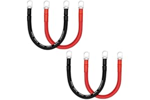 QIATOL Battery Cable, 4 AWG Battery Cables with Terminals, 4PCS Copper Battery Cables(1FT).