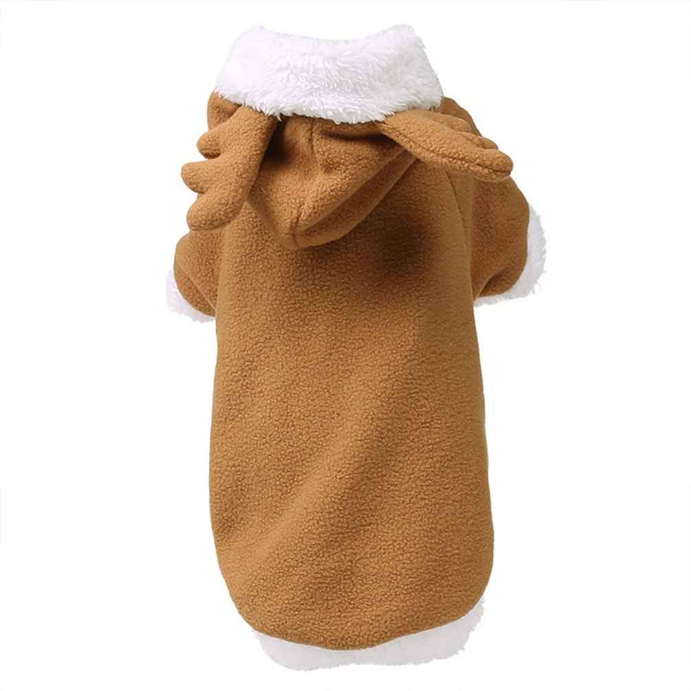 SMALLLEE_LUCKY_STORE Elf Dog Reindeer Pet Hooded Medium Large Dog Christmas Clothes, 2X-Large, Brown