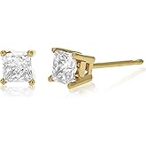 Vir Jewels 3/4 cttw Princess Cut Diamond Stud Earrings 14k Yellow Gold 4 Prong with Push Backs