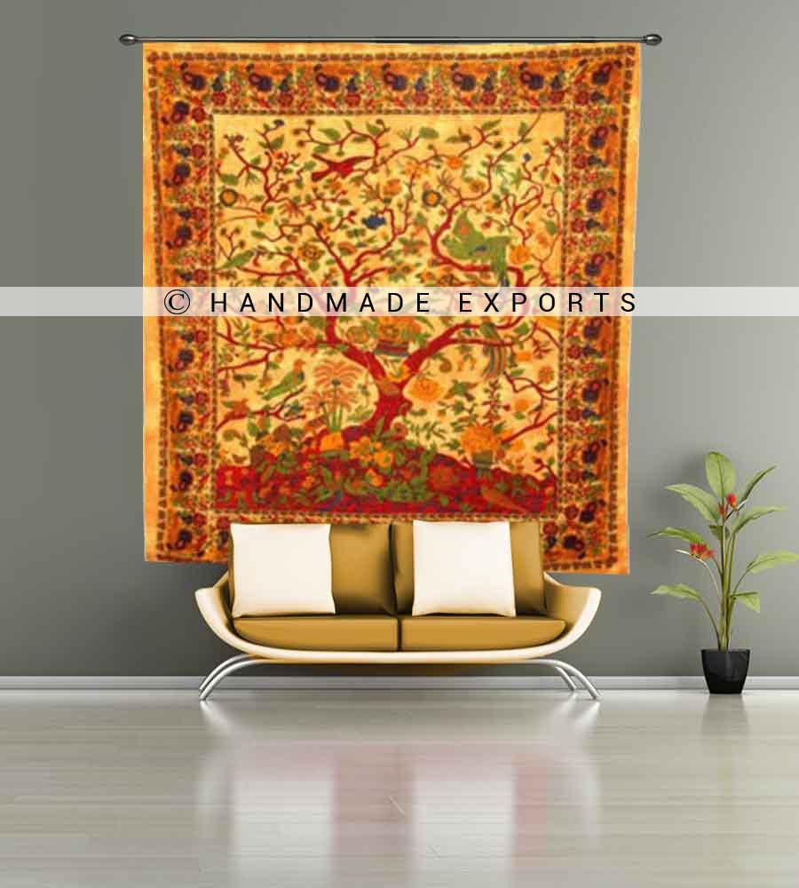 Indian Hippie Tree Of Life Tapestry Wall Hanging Throw Bohemian Wall Poster Yoga Mat Cotton Poster By Handmade Exports