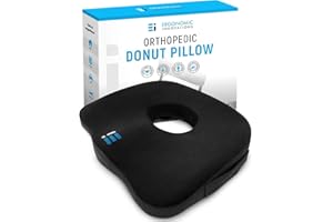 Ergonomic Innovations Orthopedic Donut Pillow: Memory Foam Chair Seat Cushion for Tailbone and Coccyx Pain, Sciatica, and Pressure Relief - Car, Desk, and Office Chair Pad Cushions and Pillows