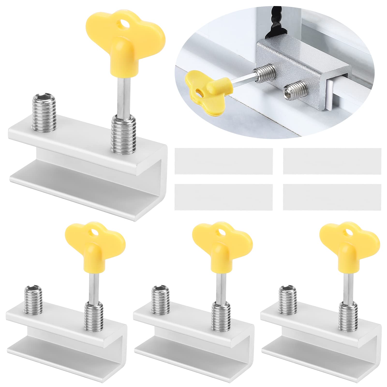 Jognee 4 Pieces Sliding Window Locks | Children's Safety Protective Lock | Sliding Window Locks with Key | Door Frame Security Locks | Adjustable Aluminium Window Lock Child Lock Anti-Theft