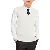 Boys Sweater Vest Kids Solid School Uniform Sleeveless Knit Sweaters Tops 5-14 Years