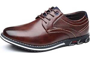 MOMECA Men’s Dress Shoes Casual Oxford Derby Orthopedic Leather Shoes Comfortable Walking Shoes Business Office Loafers Work Flats