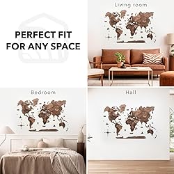 ENJOY THE WOOD 3D Wood World Map Wall Art Large