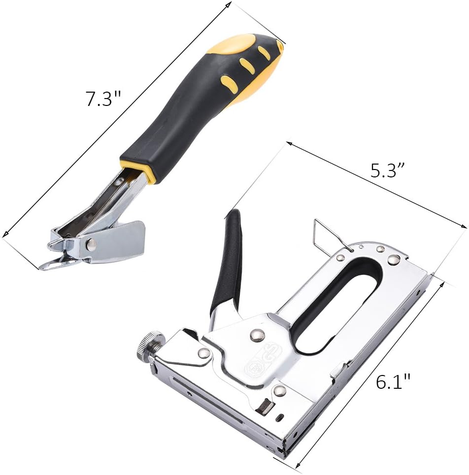 WOLFWILL 3 in 1 Heavy-Duty Staple Gun Kit with Remover Brad Nail Gun Bonus 3 Types Nail Set - - 