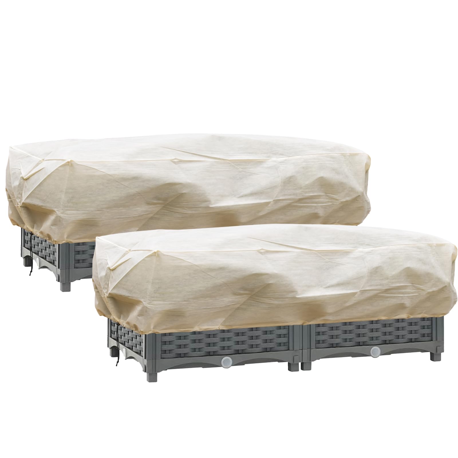 iBamso Winter Plant Fleece Frost Protection Cover, Plant Covers Freeze Protection for Balcony Flower Box, Reusable Plant Warming Jackets with Drawstring-50gsm/2 Pack (150 x 45 x 40 cm)