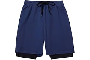 DaniChins Boys 2 in 1 Athletic Active Shorts Sports Running Quick Dry Breathable Compression Shorts