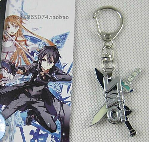 SAO Sword Art Online 2 sword Double Rotating Pendant Key chain Key ring ASUNA & Kirito Cosplay Gift