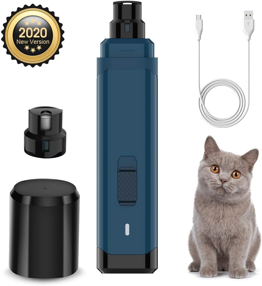 Dog Nail Grinder, Pet Nail Clippers Upgraded 2 Speeds USB Rechargeable Professional Pet Nail Trimmer with Low Noise Nail Clippers Tool Grooming & Smoothing Claw Care for Small Medium Large Dogs & Cats