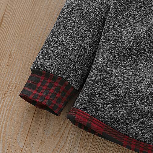 Kids Toddler Infant Baby Boys Girls Fall Outfit Plaid Pocket Hoodie Sweatshirt Jackets Shirt+Pants Winter Clothes Set