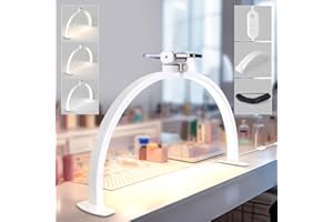Lavinda Large Half Moon Light for Nail Desk, 29'' Nail Table Lamp with Phone Holder, 3000K-6000K Dimmable LED Desk Lamp with Wire Controller for Manicure DIY, Eyelash Extension, Skincare, Tattoo
