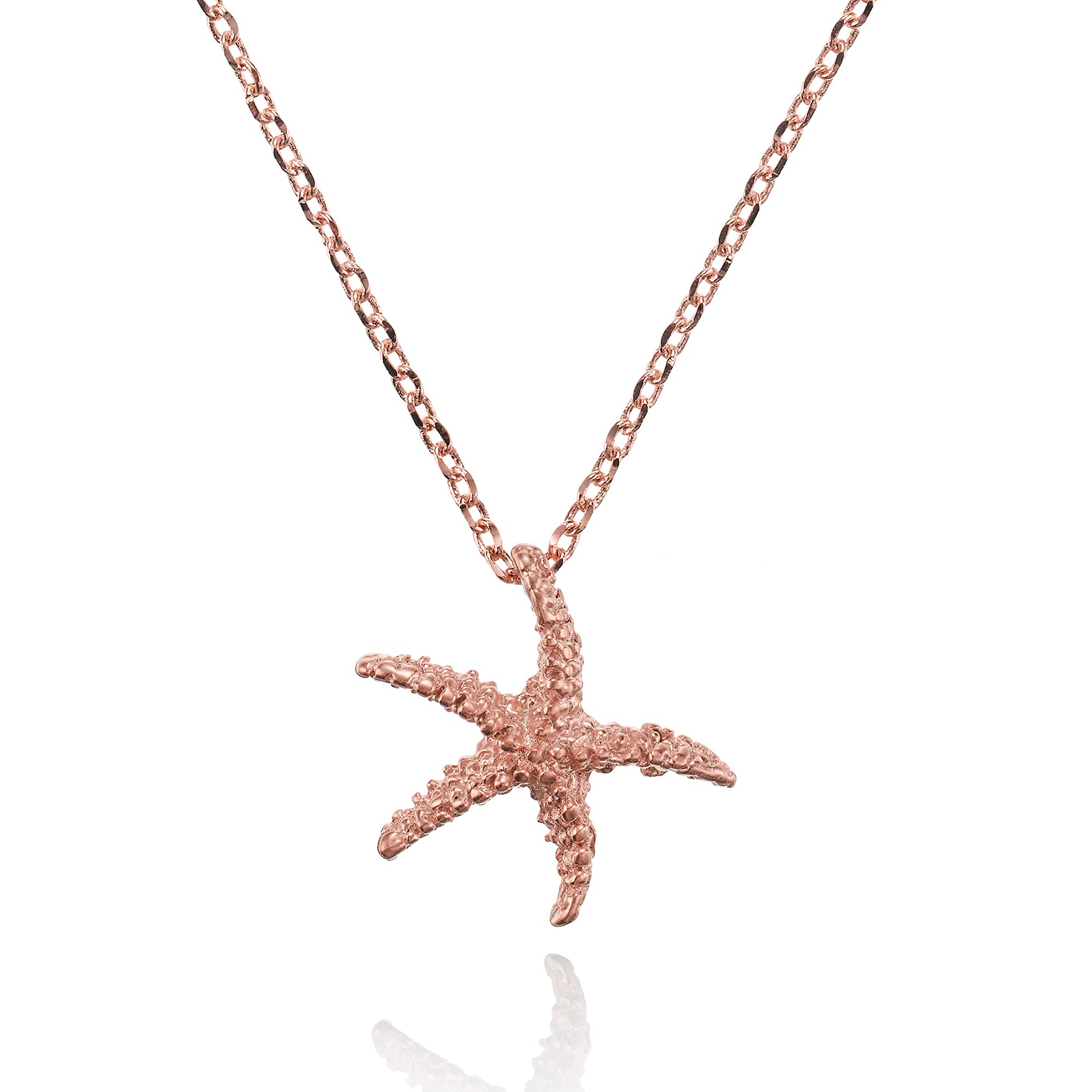 namana Rose Gold Starfish Pendant Necklace for Women and Teenage Girls, Brushed Finish Star Necklace, Cute Dainty Rose Gold Chain Necklace with Starfish Pendant, Rose Gold Jewellery Gifts for Women