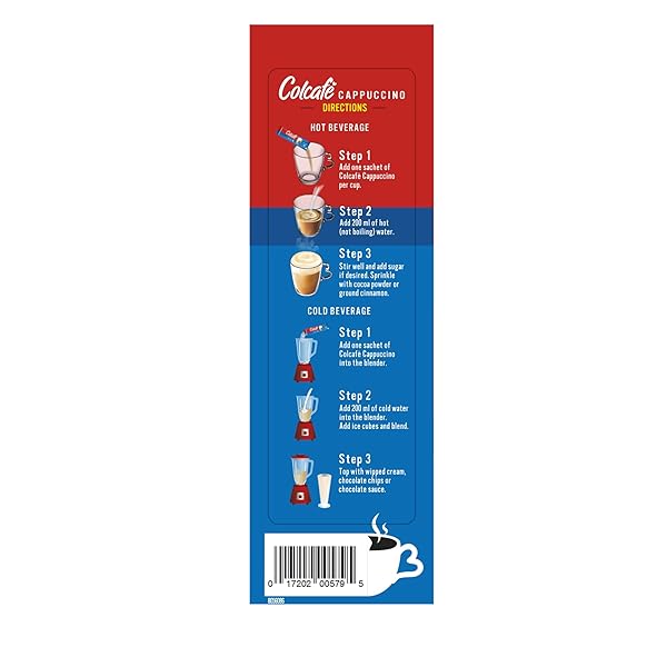 COLCAFE INSTANT FRENCH VANILLA CAPPUCCINO, 6 STICKS PER PACK, PACK OF 2