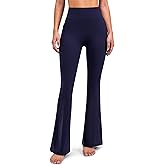 YUNOGA Flare Leggings for Women with Pockets 32" Inseam High Waisted No Front Seam Buttery Soft Gym Yoga Pants