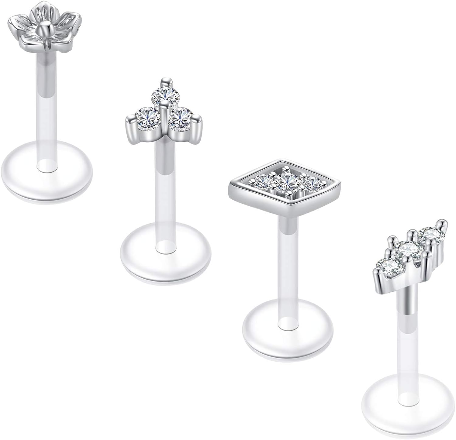 Funseedrr Barras de Labios Bioflex Labret Stud 6/8/10mm Plastik