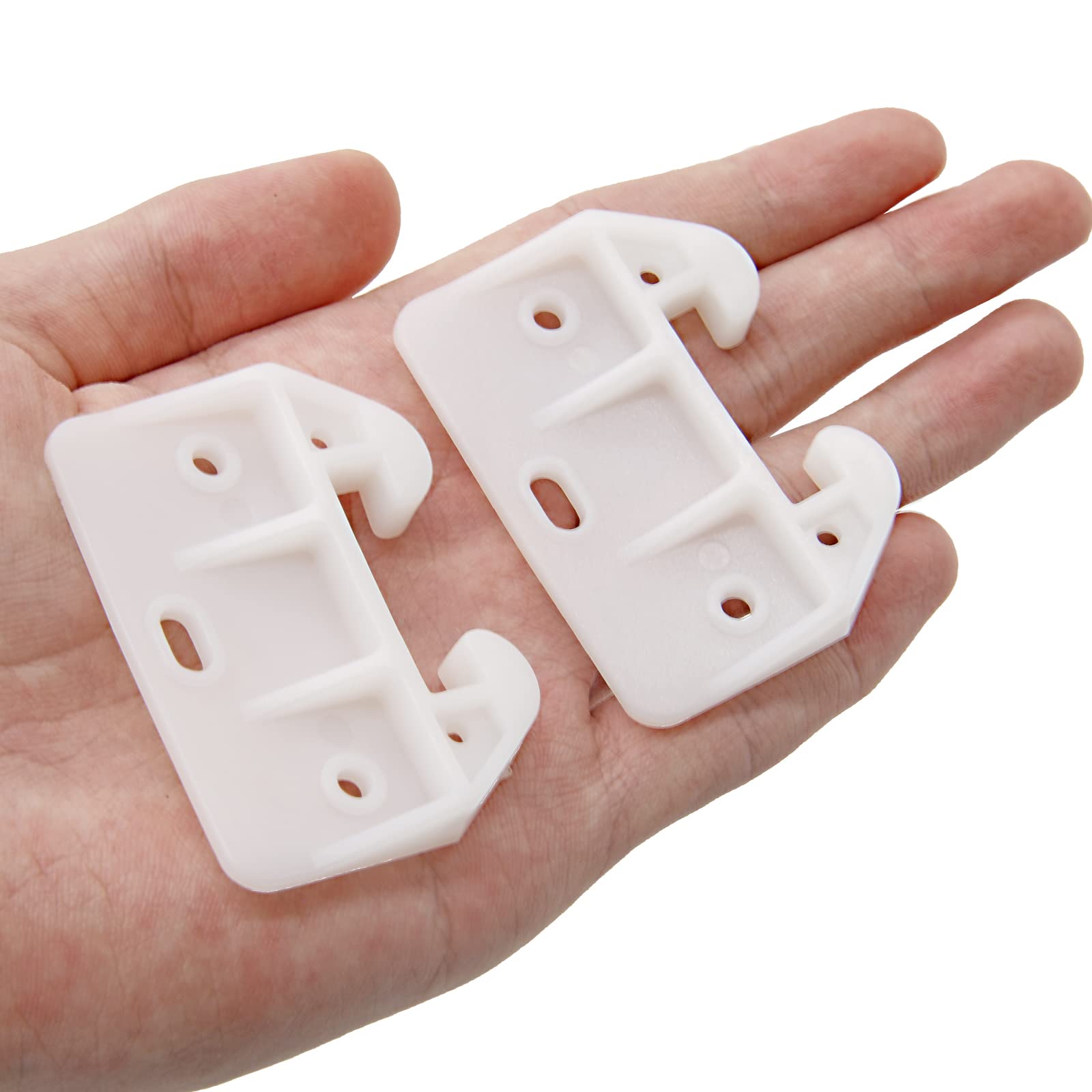 Photo 1 of Litoexpe 10 Pieces White Plastic Drawer Guides Rear Drawer Replacement Guides Brackets, Drawer Track Parts for Furniture, Dressers, Wardrobe (with Screws)