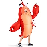 Hollowfly Inflatable Lobster Costume Adult Funny Inflatable Halloween Costumes Crawfish Costume Blow Up Costumes for Men Women Halloween Cosplay Theme Party