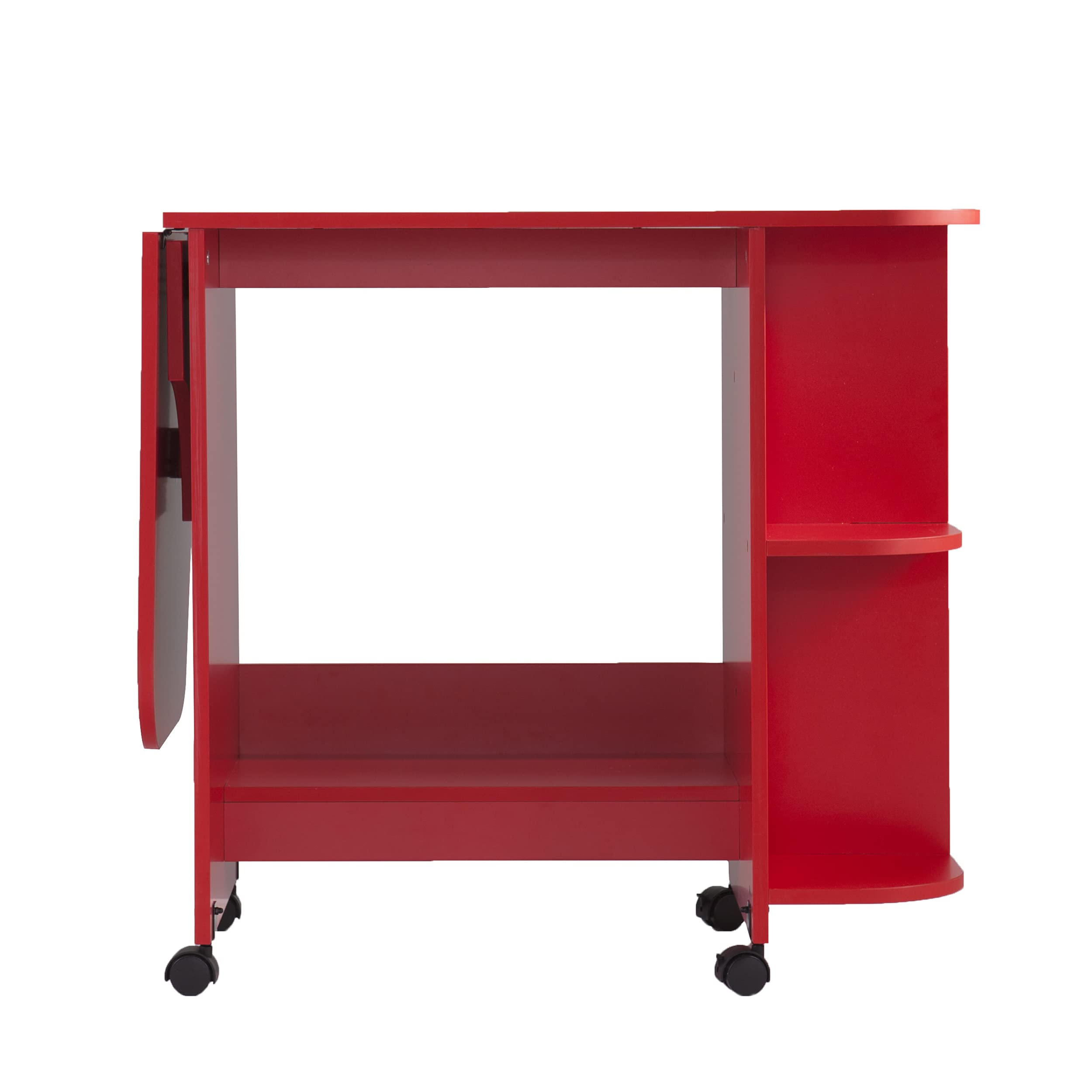 SEI FURNITURE Southern Enterprises Expandable Rolling Sewing Station Craft Table, Red