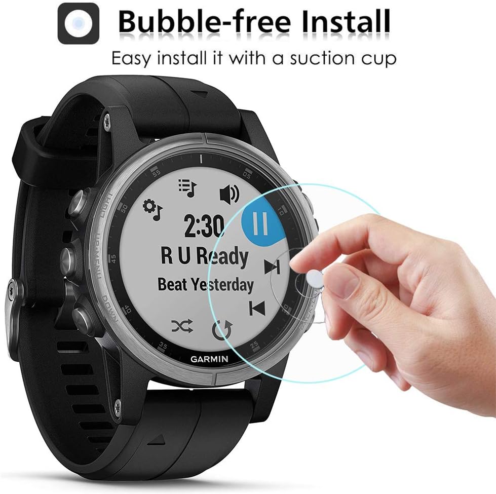 Youniker 3 Pack for Garmin Fenix 5S Plus Screen Protectors Tempered Glass for Garmin Fenix 5S Smart Watch Screen Protector Foils Glass Anti-Scratch Anti-Fingerprint Bubble Free - Image 5