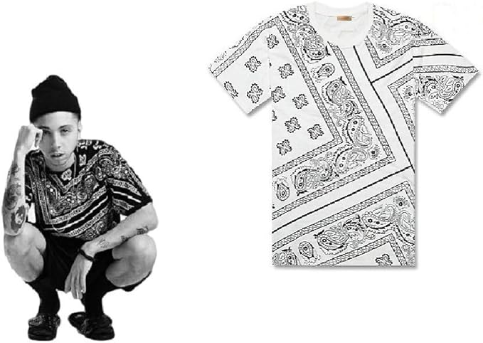 Amazon Charmant Roujoie シャルマンルージー 西海岸 風 Hiphop スタイル ファッション ペイズリー 柄 半袖 Tシャツ メンズ ホワイト Xl Tシャツ カットソー 通販