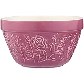 Mason Cash In the Meadow S36 All Purpose Bowl, 0.95 Quart Pudding Basin, Embossed Floral Design, Durable Ceramic Bowl for Steamed Puddings, Baking Prep, Ingredients &amp; Kitchen Serving