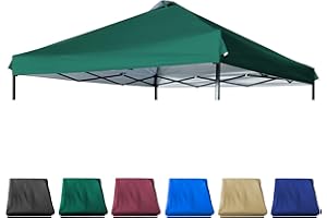 JANCANOPY 10x10 Canopy Replacement Top with Air Vent Silver Coated for Straight Leg Canopy Frame, (Forest Green)