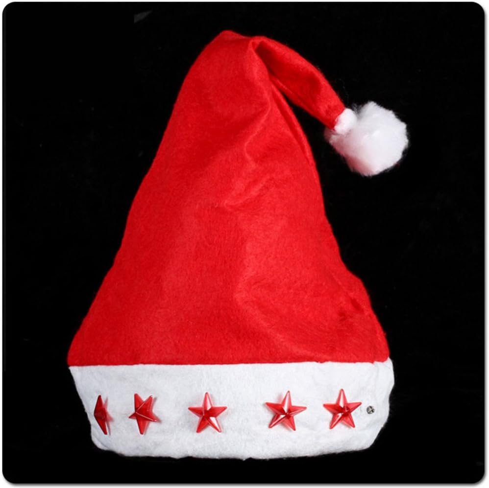 New Santa Hat with Flashing Lights Adult Size Light Up Christmas Hat