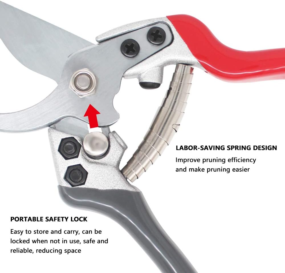 KALIM Multipurpose Garden Tool Set, D-Shaped Non-Slip Folding Saw and 7" Gardening Bypass Pruning Shears with Heavy Duty SK5 Stainless Steel Blade, for Wood Camping, Garden Flower Orchard Pruning : Garden & Outdoor