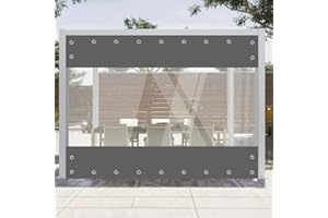 Clear Vinyl Curtains for Patio Enclosure, Heavy Duty Waterproof Anti-UV and Tear-Resistant Tarpaulin with Grommets, Weatherpr