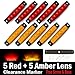 TMH 10 Pcs 3.8 Inch Red + Amber 6 LED Side Marker Fender Lights Indicators Clearance Lamp for Trailer Truck RV Lorry Van Boat Bus ATV UTV Waterproof 12V DC TK12