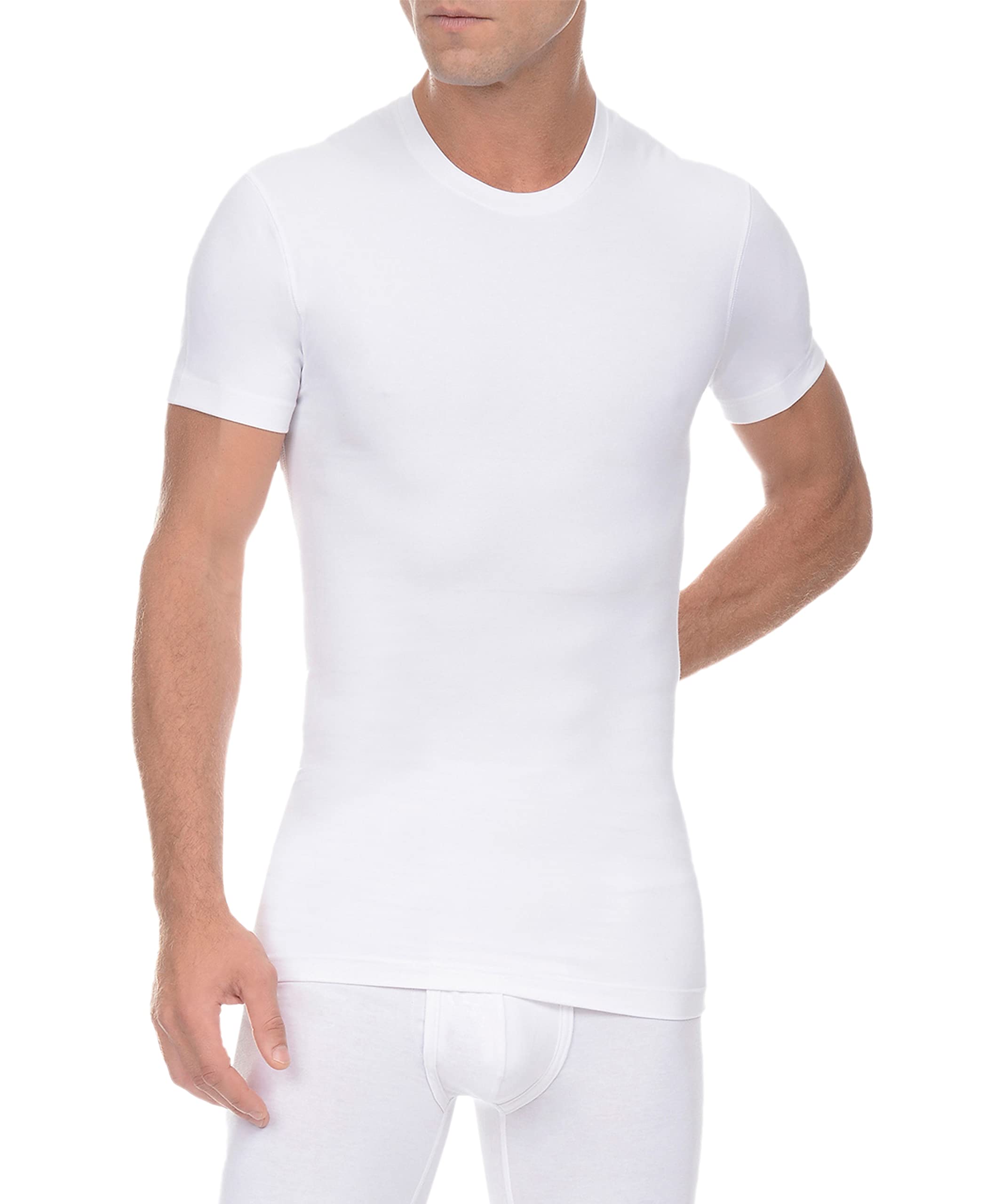 Photo 1 of 1pc 2XL. mens Shapewear Form Crew Neck T-shirt fashion t shirts, Pure White, X-Large US