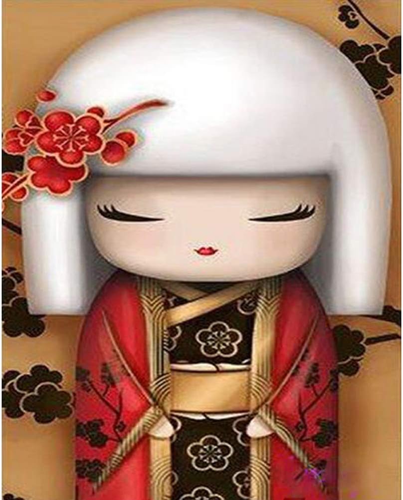 ViewHuge 5D DIY Diamond Painting,Resin Full Drill by Number Kits Arts Crafts & Sewing Cross Stitch for Home Decoration-Japanese Kimono Girl