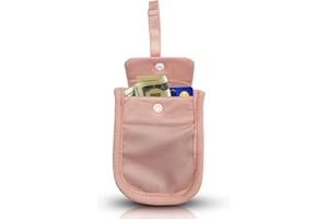 AZ-Homey RFID Undercover Bra Wallet - Hidden Travel Pouch with Adjustable Elastic Strap for Credit Cards, Money, and Valuables - Secret Stash Pocket for All Bra Sizes (Pink)