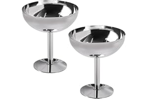 2Pcs Ice Cream Bowls Stainless Steel Resuable Luxury Creative High Ice Cream Cup Dessert Bowls for Serving