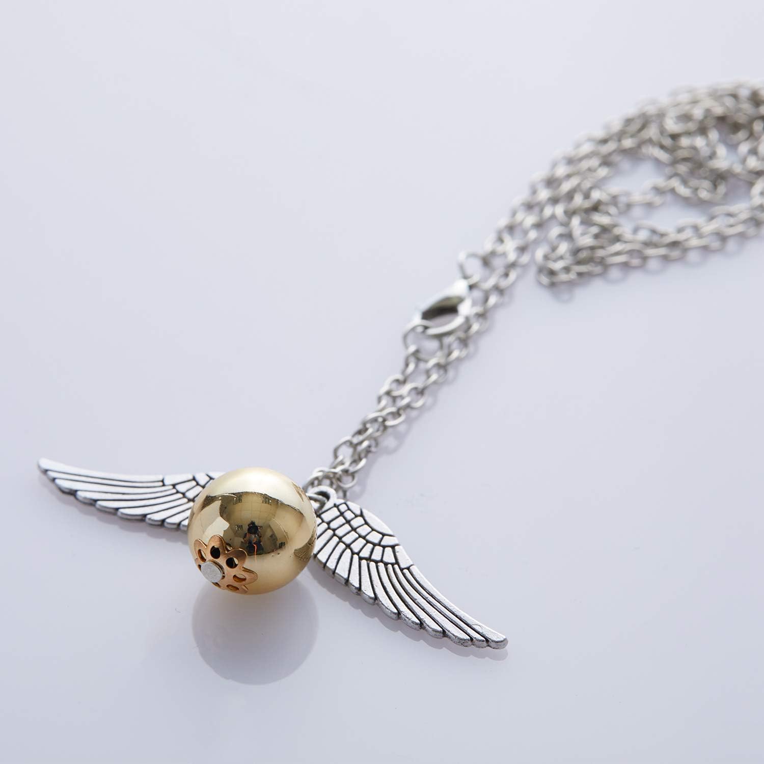 18" Deathly Hallows Necklace Jewelry Harry Potter Golden Little Tuna Quicksilver Golden Pearl Necklace Best Gift for Harry Potter Fans Decorations Magical Cosplay Costume Jewelry Merchandise (Silver): Clothing