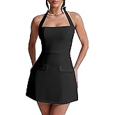 BORIFLORS Women's Sexy Halter Bodycon Mini Dress Corset Backless A-line Party Short Dresses