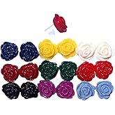 9 Pairs Multi Colors Rose Flowers Acrylic Nylon Plastic Post Earrings Medical Hypoallergenic No Metal Studs Sensitive Ears Women