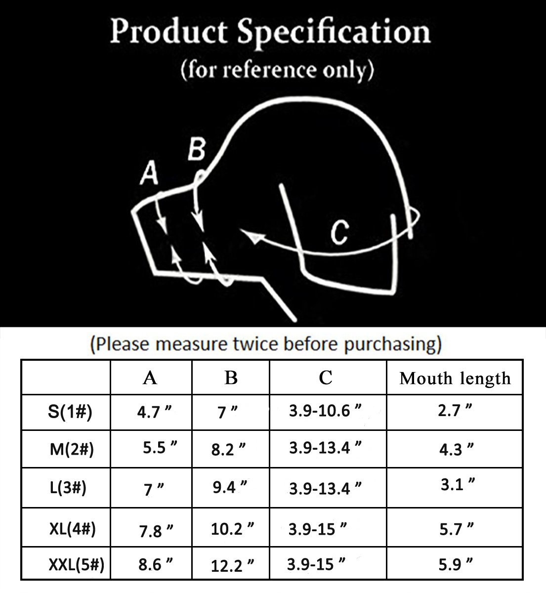 Avivnor 1SET of 5PCS Adjustable Breathable Secure Small Medium Large Extra Dog Muzzle,Black