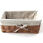 Kingwillow, Storage basket, Natural wicker Storage Bins Rectangular Basket,Arts and Crafts.