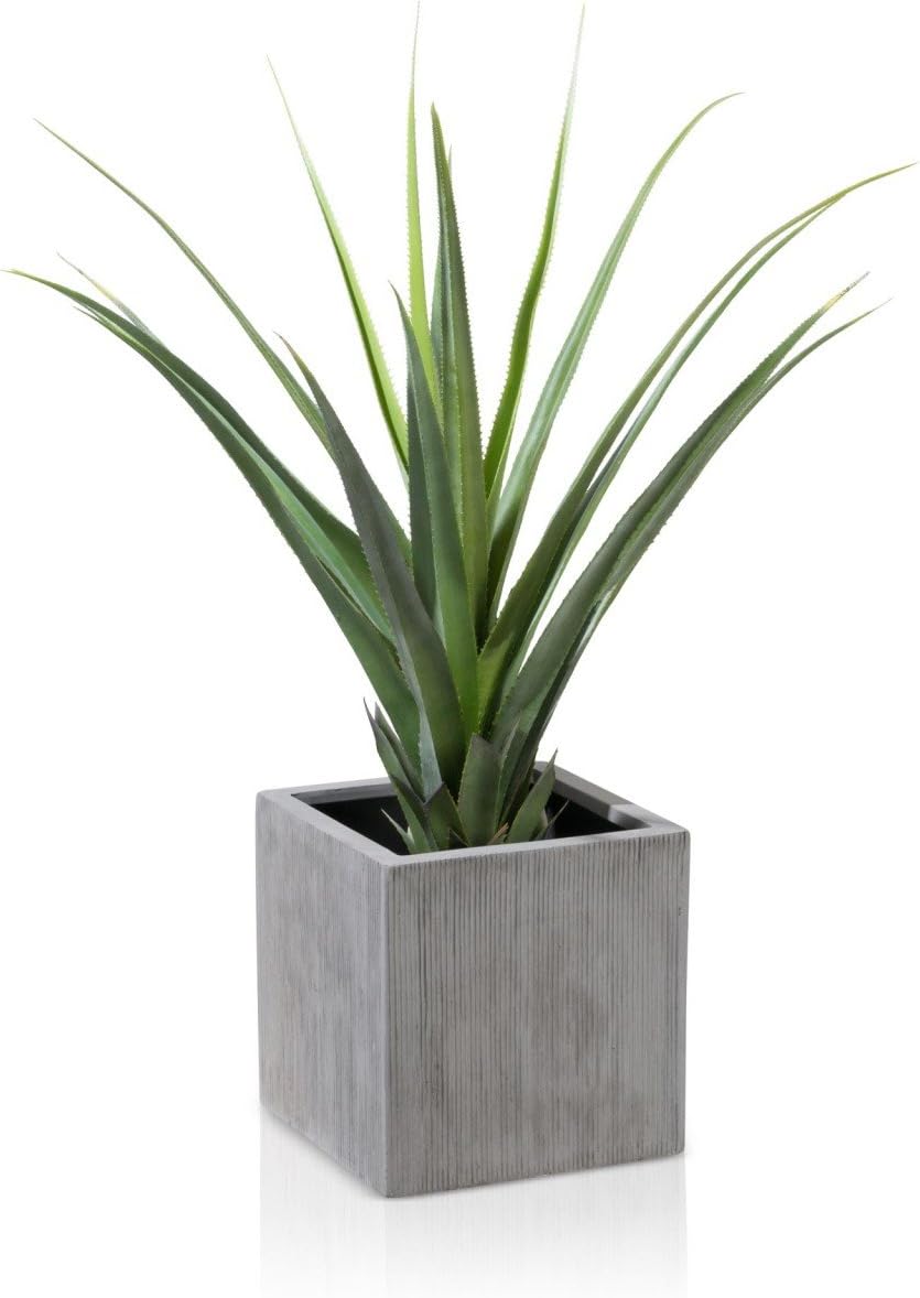Flowerpot CUBO Fibreglass Planter - Colour: Grey/Gray, Fluted Surface - Robust, Weather- and Frostproof Plant Pot, UV-Resistant