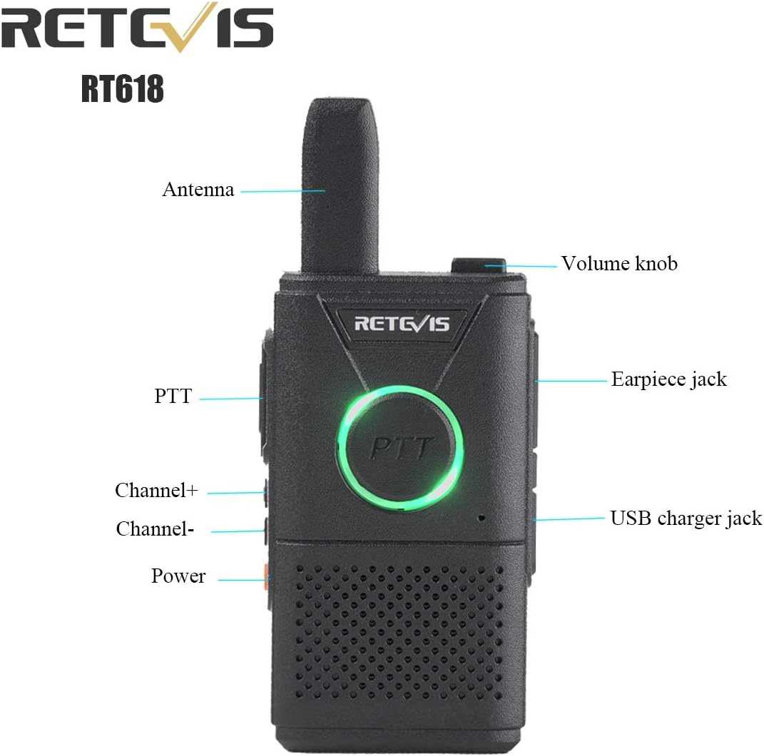 Retevis RT618 Walkie Talkie for Adults Dual PTT PMR446 License Free 2 Way Radio Long Range - Image 3