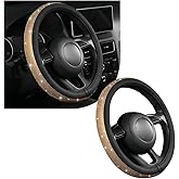 povtii Bling Car Steering Wheel Cover, Sparkling Crystal Rhinestone Auto Wheel Protector, Anti Slip Cover Fit 15 Inch Steering Wheel for Women Girls, Universal Car Accessories (Golden)