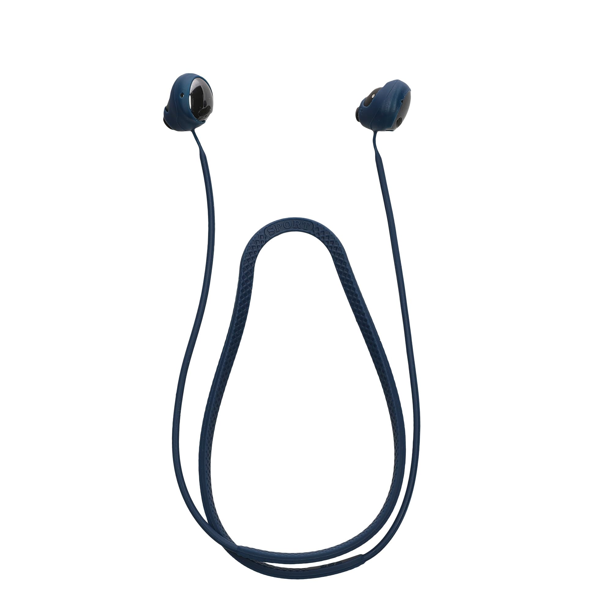 kwmobile Strap Compatible with Anker Soundcore Space A40 - Silicone Cord Holder for Wireless Earphones - Dark Blue