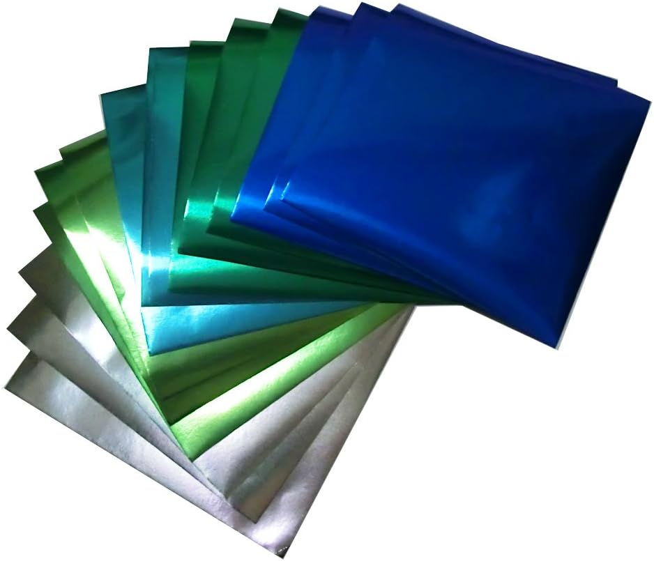 Foil Color Origami Folding Paper 30 Sheets Set Metallic Cold Blue Colors
