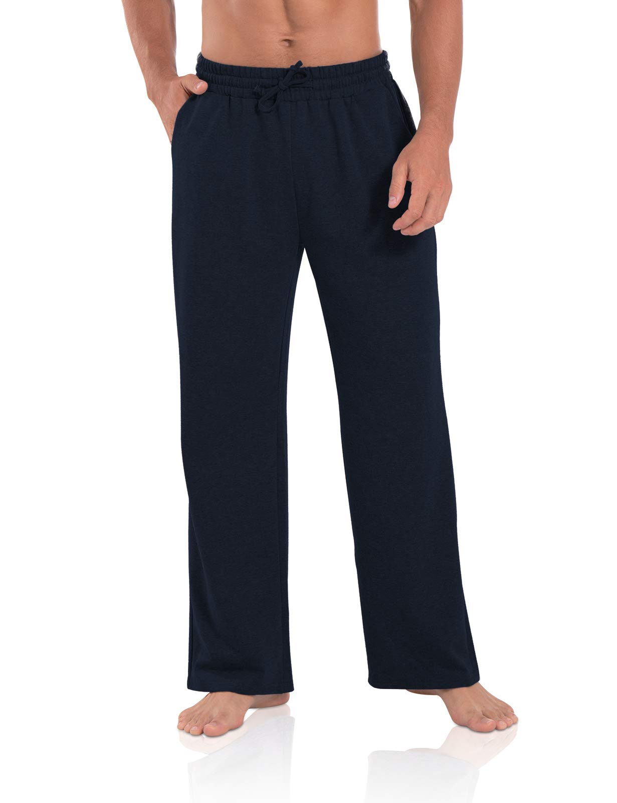 Photo 1 of Agnes Urban Men's Joggers Sweatpants Open Bottom Straight Leg Casual Loose Fit Running Athletic Jersey Pants with Pockets Navy Blue L