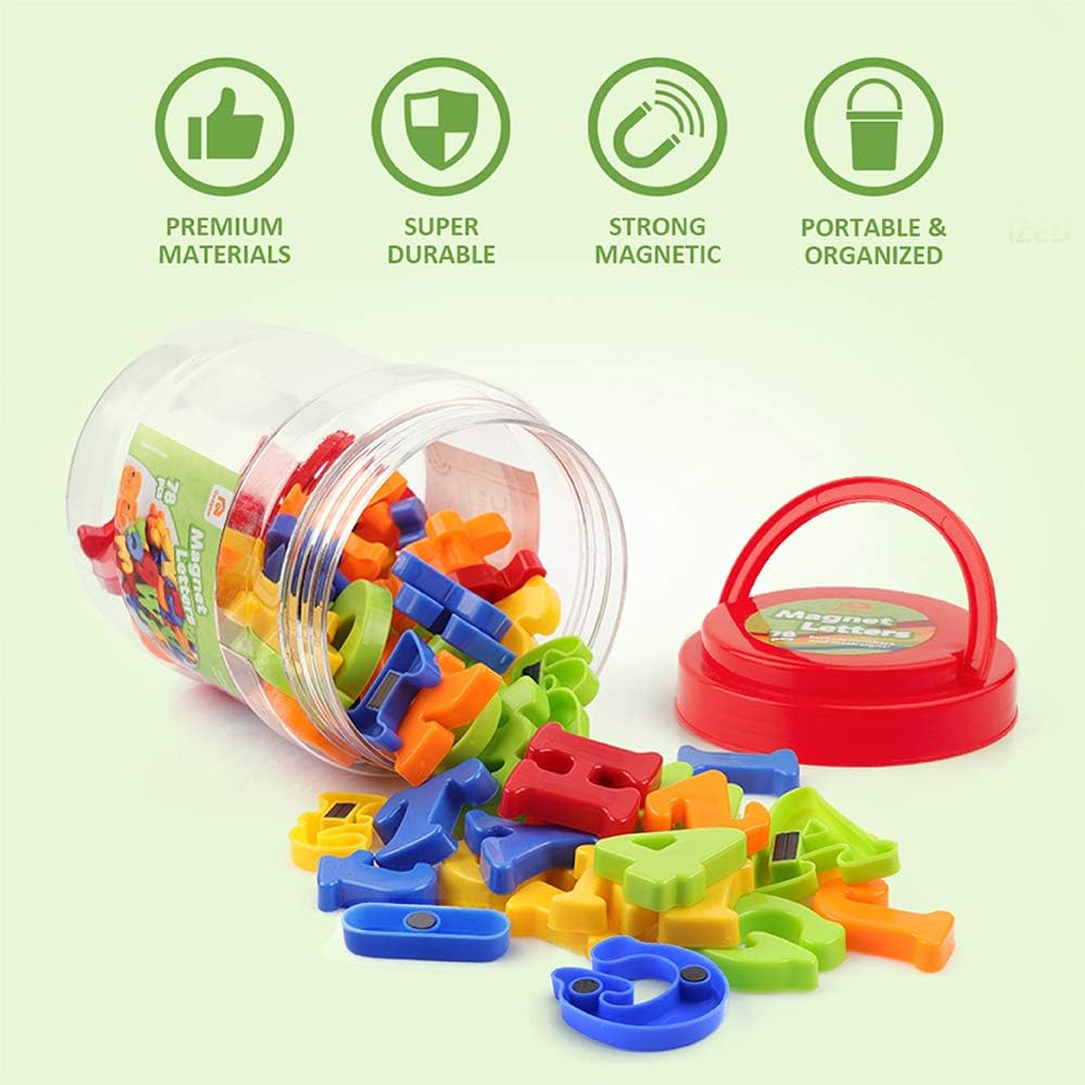 Coogam Magnetic Letters Numbers Alphabet Fridge Magnets Colorful Plastic ABC 123 Educational Toy Set Preschool Learning Spelling Counting Uppercase Lowercase Math for 3 4 5 Year Kid Toddler (78 Pcs): Toys & Games