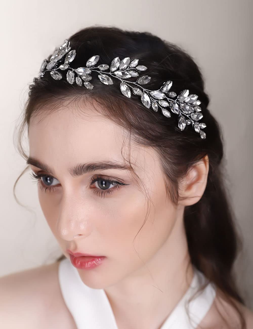Chargances Bridal Crystal Hair Vine Wedding Gold Rhinestone Headband Fashion Bride Hair Vine Wedding Prom Flower Girl Hair Accessories for Women and Girls (Gold)