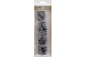 Stampers Anonymous Tim Holtz Mini Blueprints Strip Cling Rubber Stamps, 3" by 10", Birthday